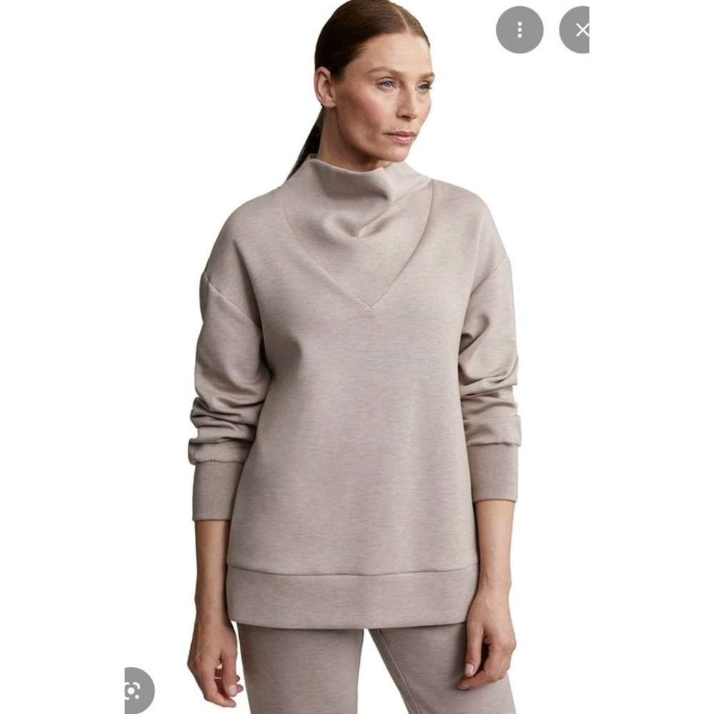 Varley DoubleSoft Modena Longline Sweat Shirt Women's Small Oversized Taupe